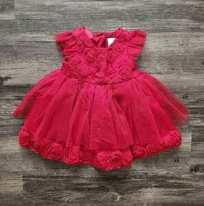 Koala Baby Red Tulle Rosette Floral Special Occasions Baby Dress